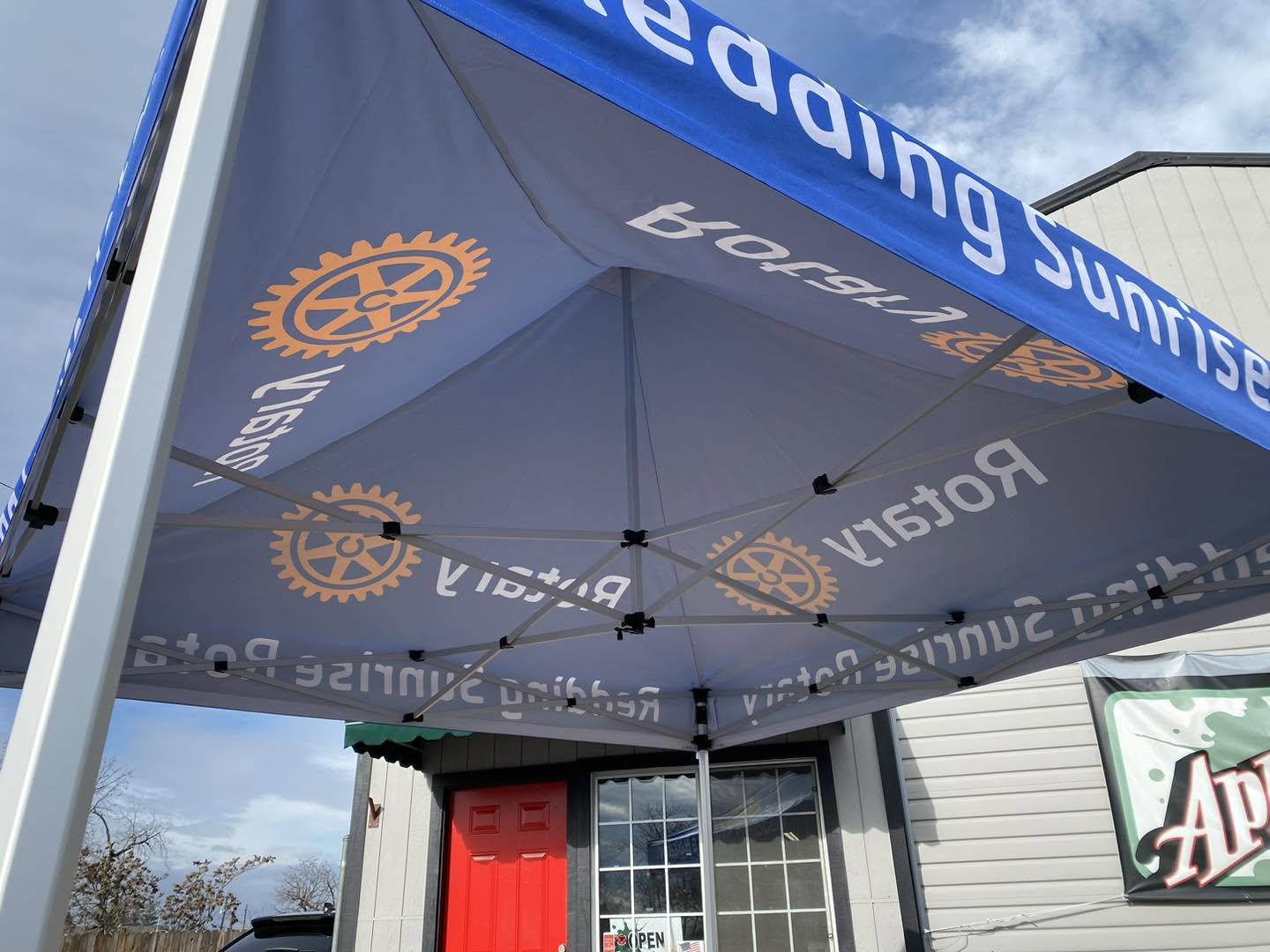 Printed pop-up canopy tent for Redding Sunrise Rotary